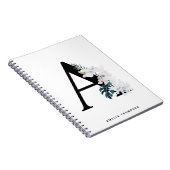 Carnet Boho White Orchidées Tropical Lettre A Monogramme (Côté Droit)