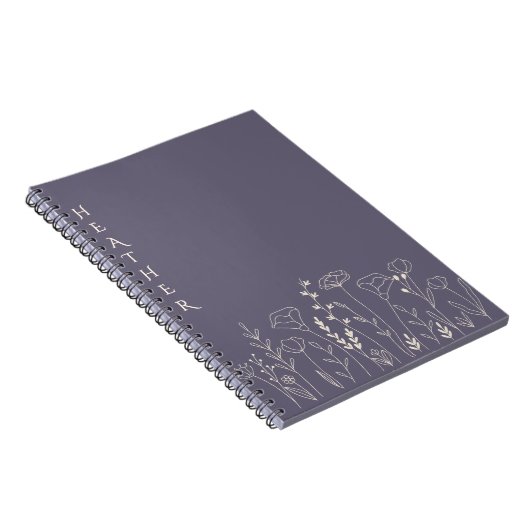Carnet Boho Wildflower Personalized Grey Gift for Her (Côté Droit)