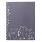 Carnet Boho Wildflower Personalized Grey Gift for Her (Devant)