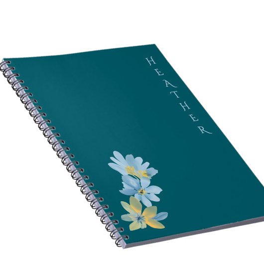 Carnet Boho Wildflower Personalized Teal Gift for Her
