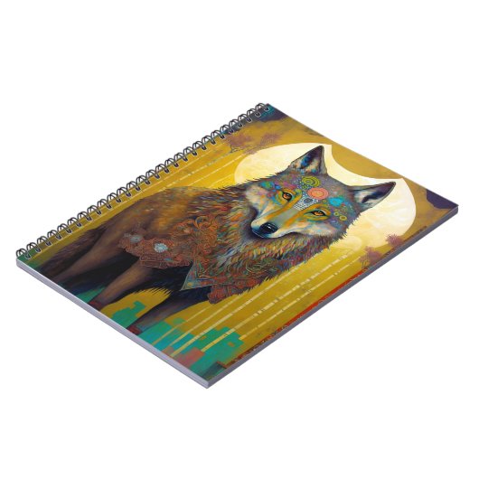 Carnet Boho Wolf Surreal Wildlife Art (Côté gauche)