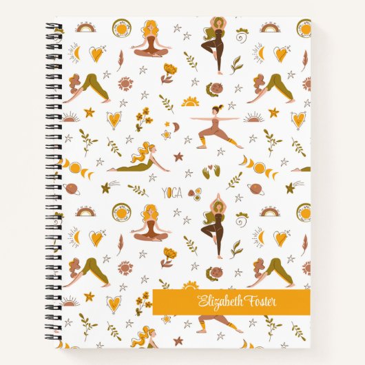 Carnet Boho Yoga Girl Nom personnalisé (Devant)