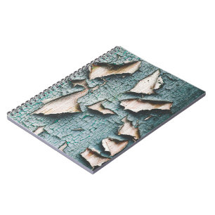 Carnet Bois à la peinture verte bleu clair écaillée rusti