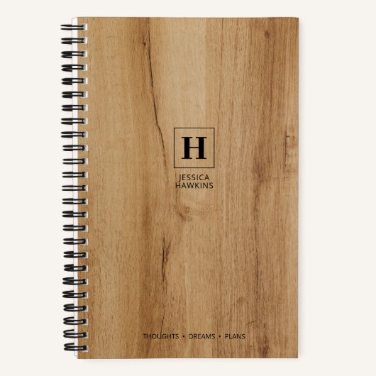 Carnet Bois Brun Clair Vernis Monogramme Classique (Recto)