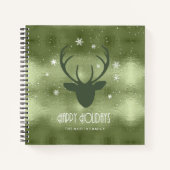 Carnet Bois de cerf silhouette & Flocons de neige Vert ID (Devant)