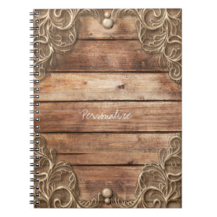 Carnet Bois de dentelle rustique élégant occidental vinta