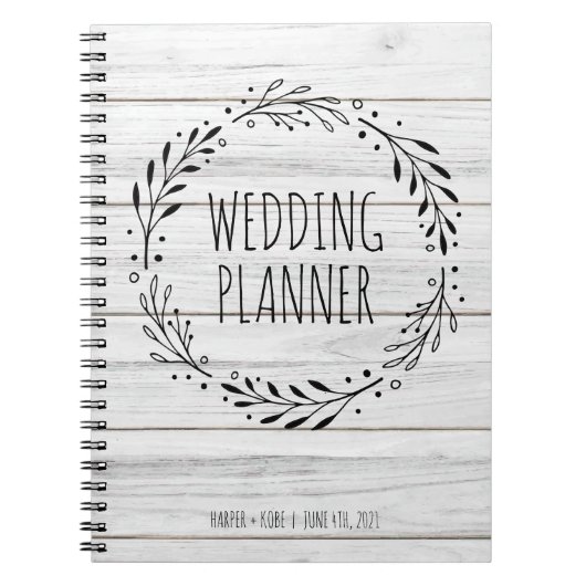 Carnet Bois et couronne rustique Wedding planner (Devant)