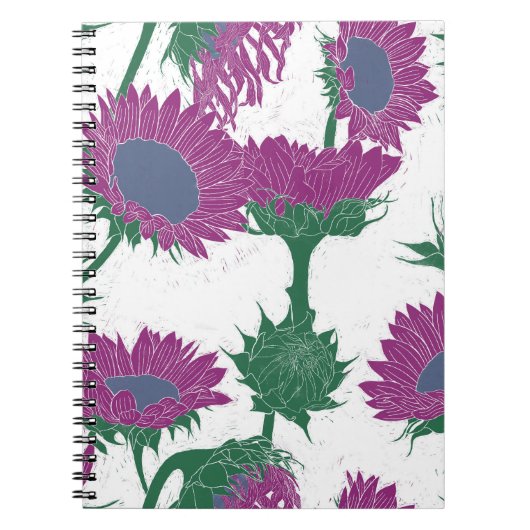 Carnet Bois Imprimer tournesol rose (Devant)