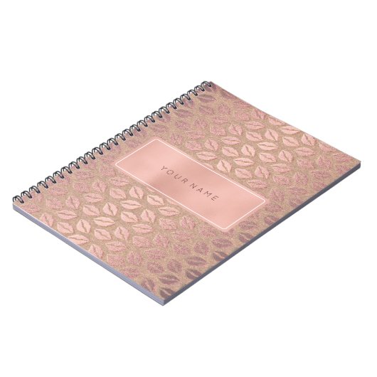 Carnet Bois métallique rectangulaire rose rose en or en p (Côté gauche)