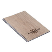 Carnet Bois Planche Look Vieux Script Monogramme Modèle (Côté Droit)