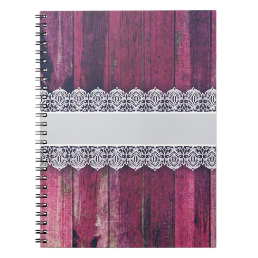 Carnet Bois pourpre rustique avec la dentelle - style (Devant)