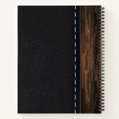 Carnet Bois réaliste et texture en cuir piqué (Dos)