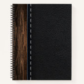 Carnet Bois réaliste et texture en cuir piqué (Devant)