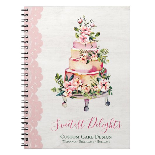 Carnet Bois rustique Aquarelle Florale Mariage boulangeri (Devant)