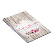 Carnet Bois rustique Chic Roses Rose rose Anémone Floral (Côté Droit)