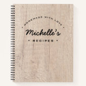 Carnet Bois rustique fait maison avec l'amour Recette per (Devant)