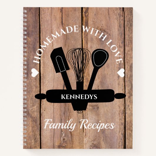Carnet Bois rustique fait maison avec recettes d'amour Li (Devant)