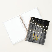 Carnet Bois rustique Gold String lumières Monogramme (Intérieur)