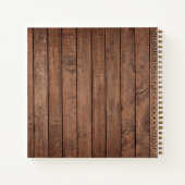 Carnet Bois rustique monogramme nom recette florale journ (Dos)