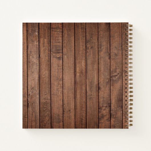 Carnet Bois rustique monogramme nom recette florale journ (Dos)