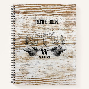 Carnet Bois rustique Texture Cerf Bois Monogramme Recette