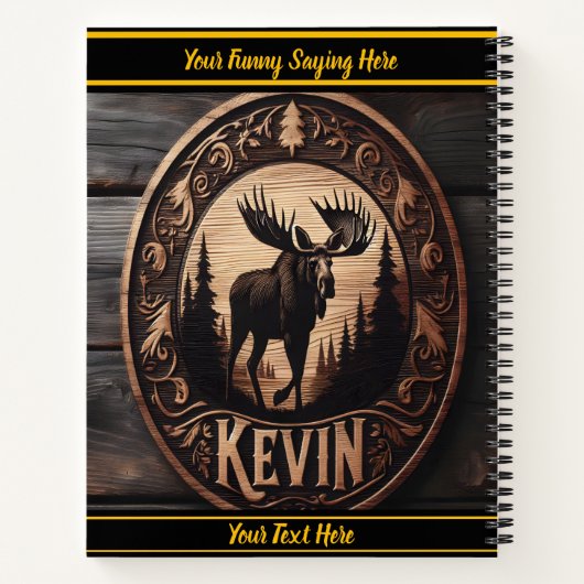 Carnet Bois sculpté d'un orignal majestueux (Dos)