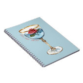 Carnet Boisson Verre Fleur Rose Rouge Bleu Or (Côté Droit)