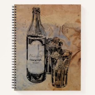 Carnet Boissons de cocktail vintage à script personnalisé