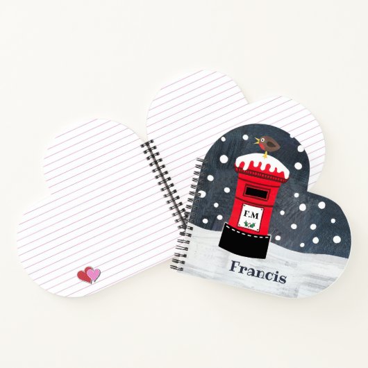 Carnet Boîte postale de Noël personnalisée & Robin Noteb (Intérieur)