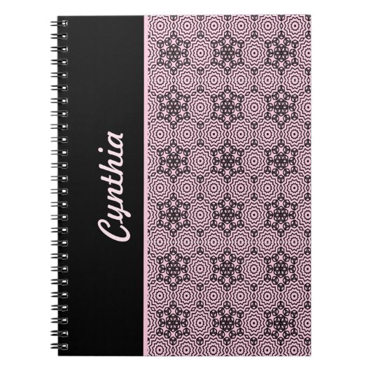 Carnet Boîte rose et noire Mandala Design graphique (Devant)