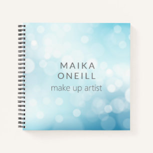 Carnet Bokeh bleu chic de luxe personnalisé