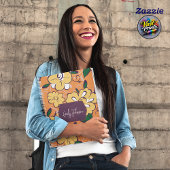 Carnet Bold Yellow Bloom Orange Floral Script Custom Name