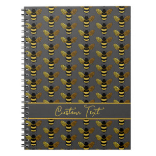 CARNET BOMBLEBEE OR BLACK BEE RÉPÉTER MOTIF BROWN