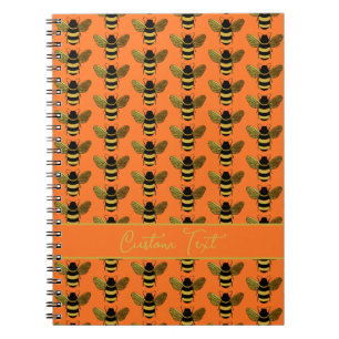 CARNET BOMBLEBEE OR BLACK BEE RÉPÉTER MOTIF ORANGE