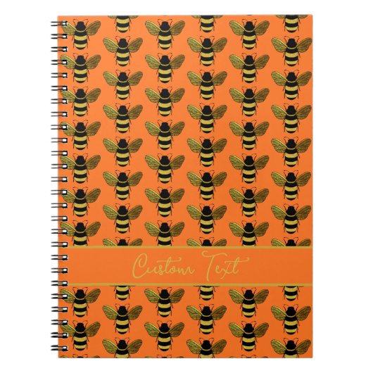 CARNET BOMBLEBEE OR BLACK BEE RÉPÉTER MOTIF ORANGE (Devant)