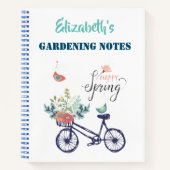 Carnet Bon design printemps : vélo, fleurs et oiseaux (Devant)