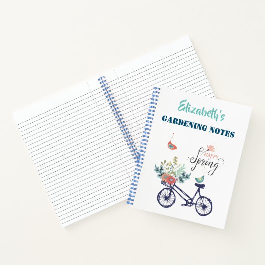Carnet Bon design printemps : vélo, fleurs et oiseaux (Intérieur)