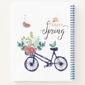 Carnet Bon design printemps : vélo, fleurs et oiseaux (Dos)
