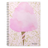 Carnet Bonbons en coton rose et Confetti en or Éperche fi (Devant)