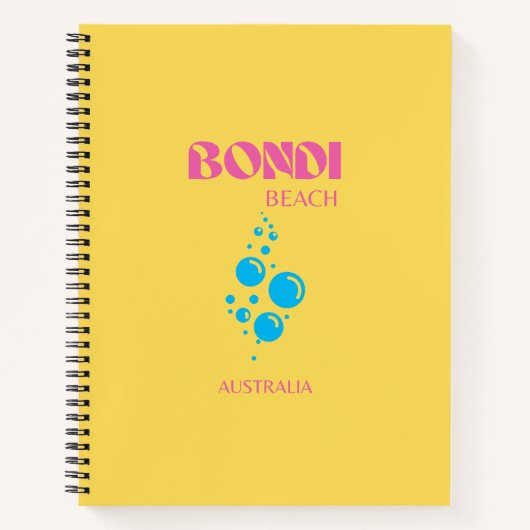 Carnet Bondi Beach, Travel Art, Preppy, Jaune, Rose (Devant)