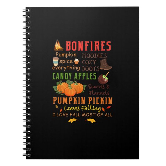 Carnet Bonfires Citrouille épice Tout Chute Cadeau (Devant)