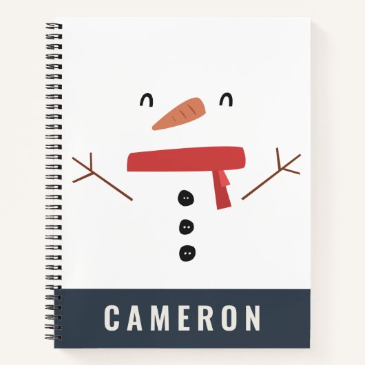 Carnet bonhomme de neige personnalisé enfant festif drôle (Devant)