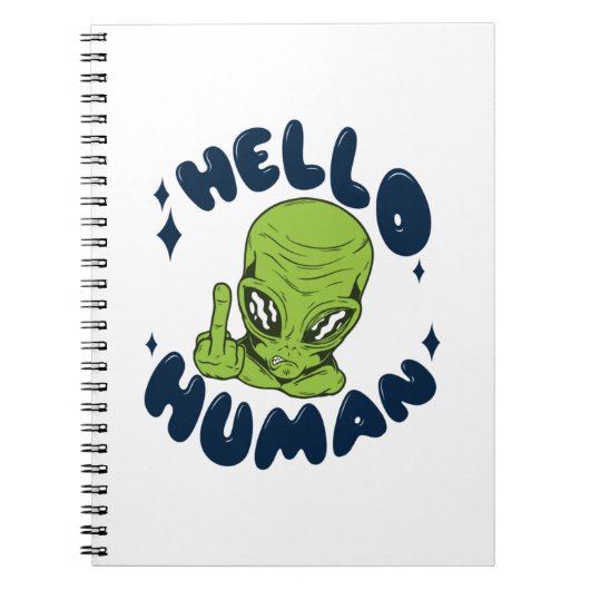 Carnet Bonjour Alien drôle humain (Devant)