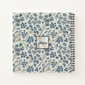 Carnet Bonjour Belle Elégante Aquarelle Bleue Fleurs (Dos)