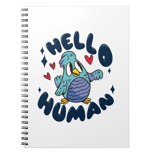 Carnet Bonjour humain oiseau mignon (Devant)