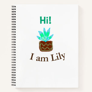 Carnet Bonjour Je suis Lily cactus succulent ajouter nom