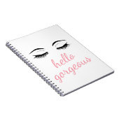 Carnet Bonjour magnifique avec de beaux cils glamour (Côté Droit)