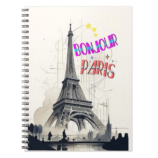 Carnet Bonjour Paris coloré (Devant)