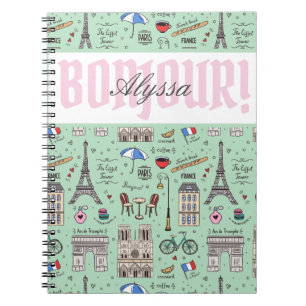 Carnet Bonjour Paris France Vacation French Landmarks