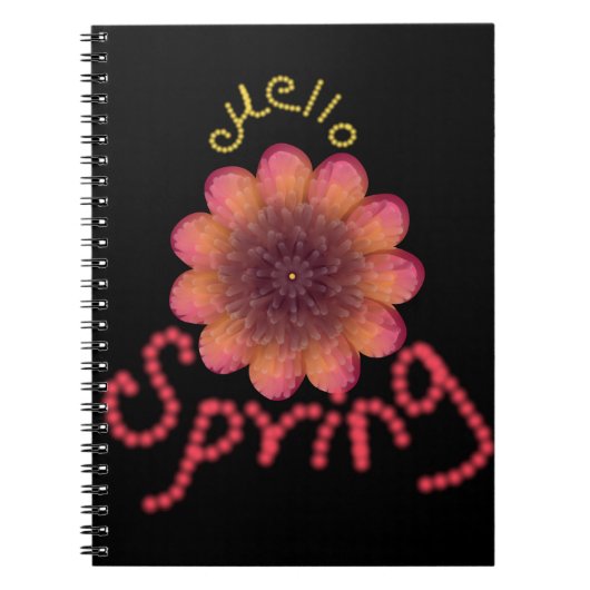 Carnet Bonjour Printemps - Fleur Rose et Orange Texturée (Devant)